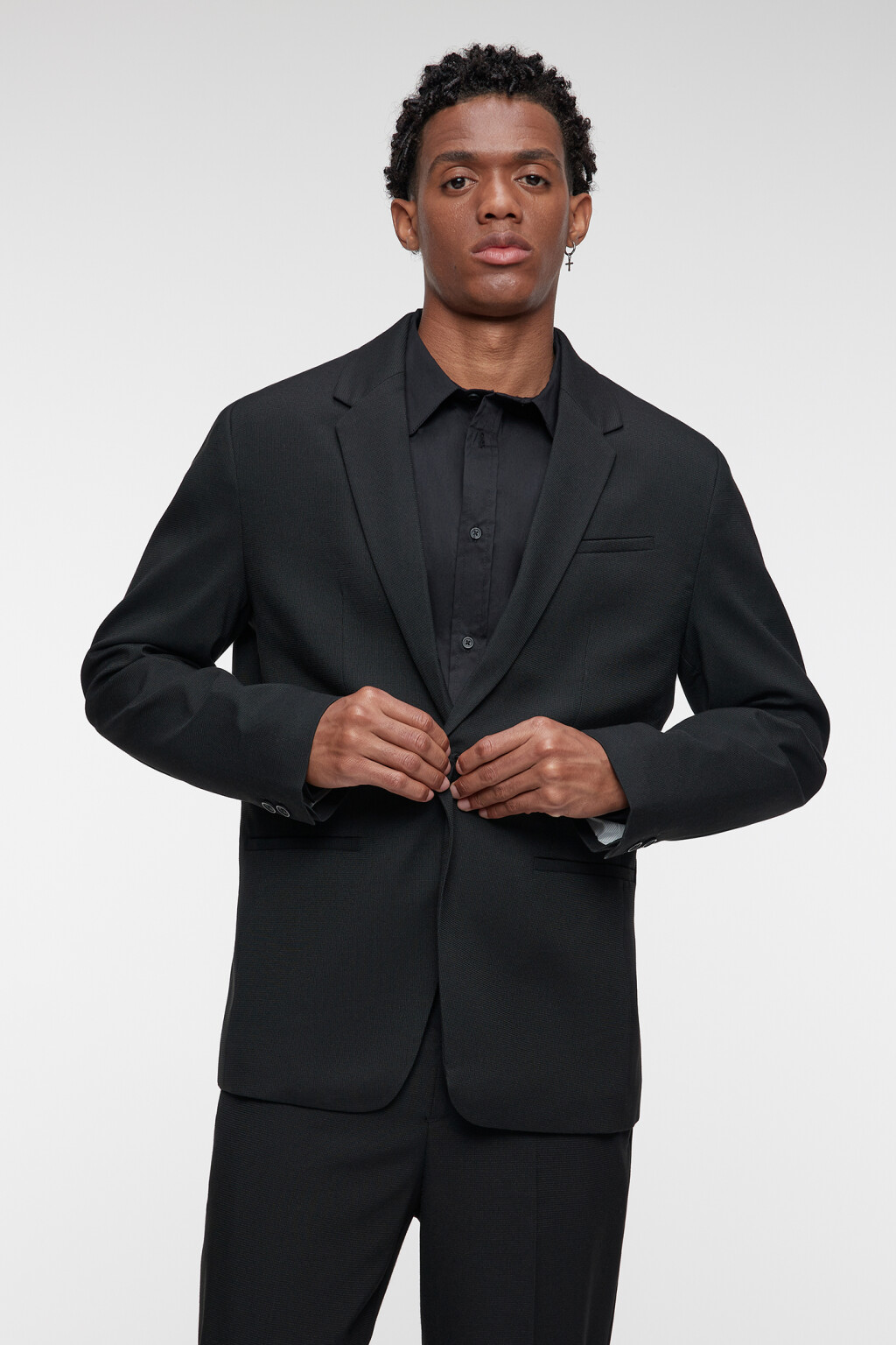 Пиджак slim fit однобортный из костюмной ткани - цвет черный - 8