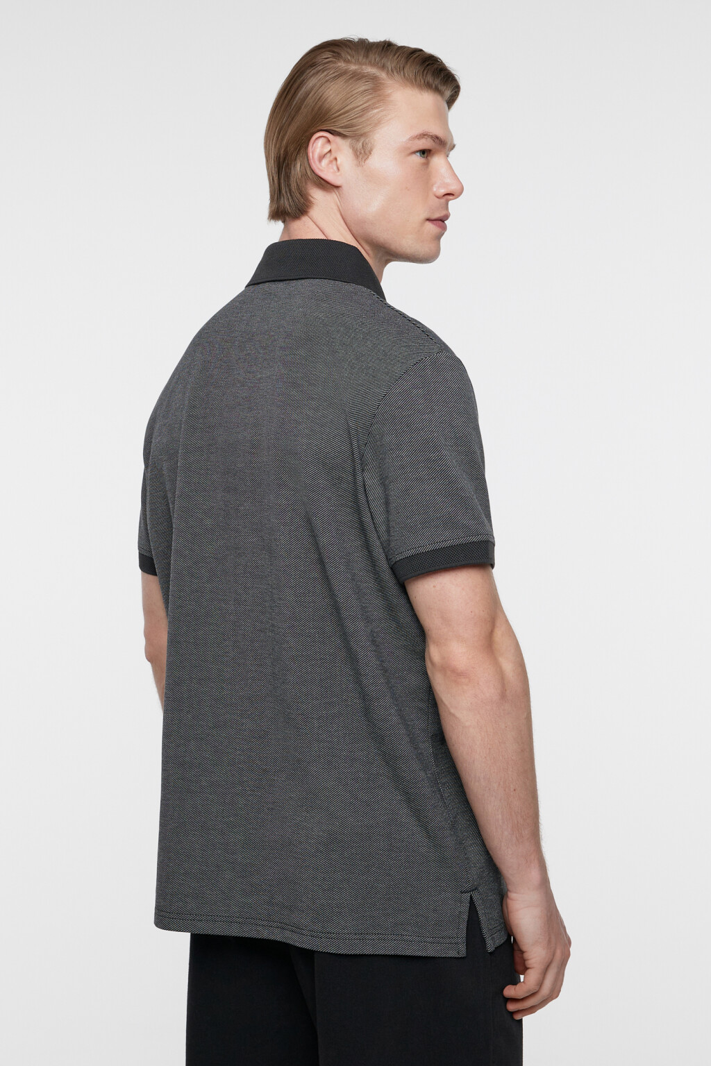 Футболка-поло хлопковая прямая с нагрудным карманом - цвет черный - 4