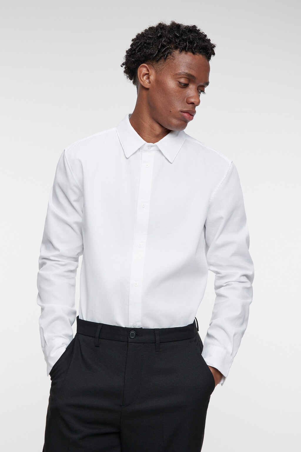 Рубашка regular fit классическая хлопковая - цвет белый - 1