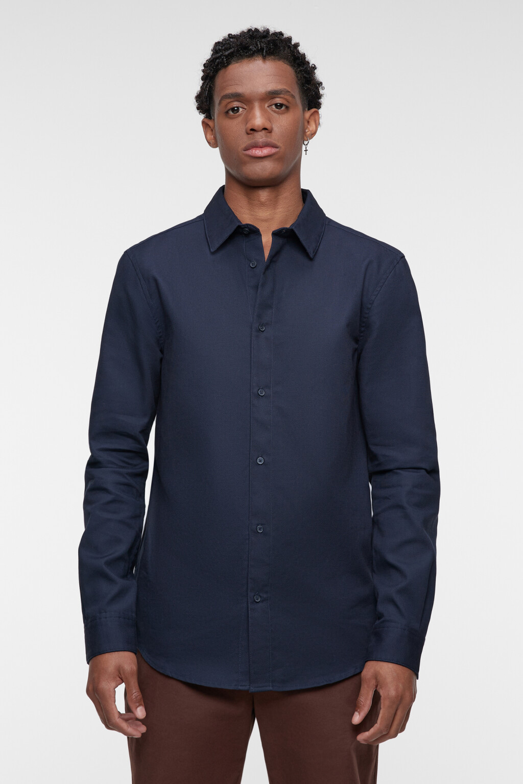 Рубашка regular fit классическая хлопковая - цвет синий - 3
