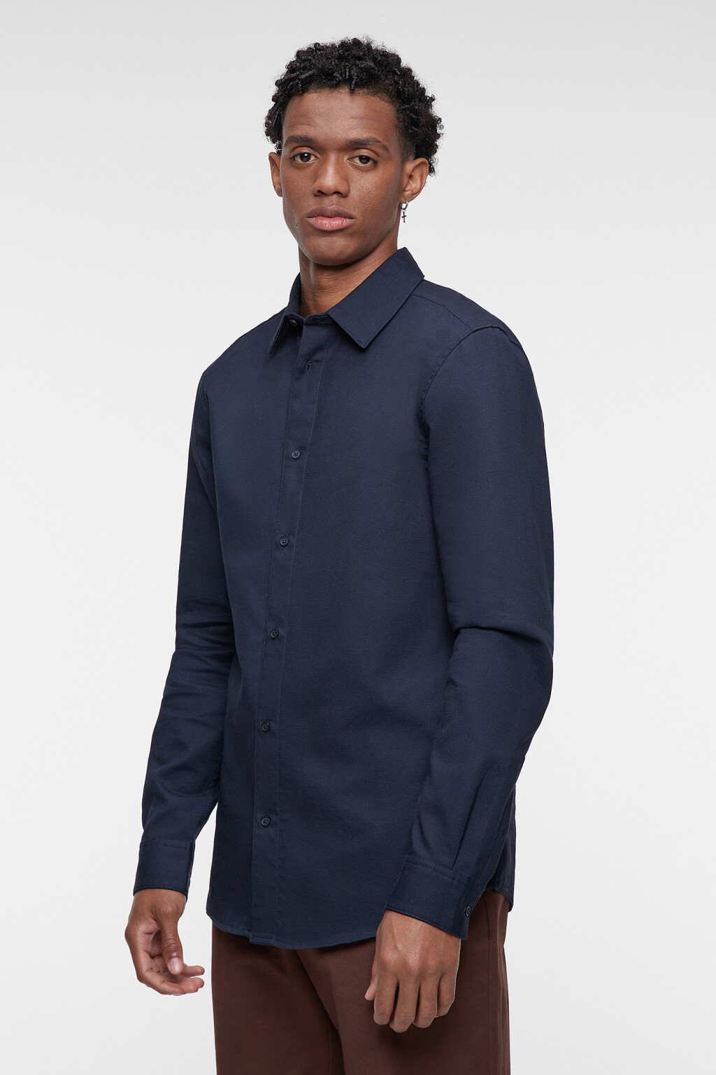 Рубашка regular fit классическая хлопковая - цвет синий - 4