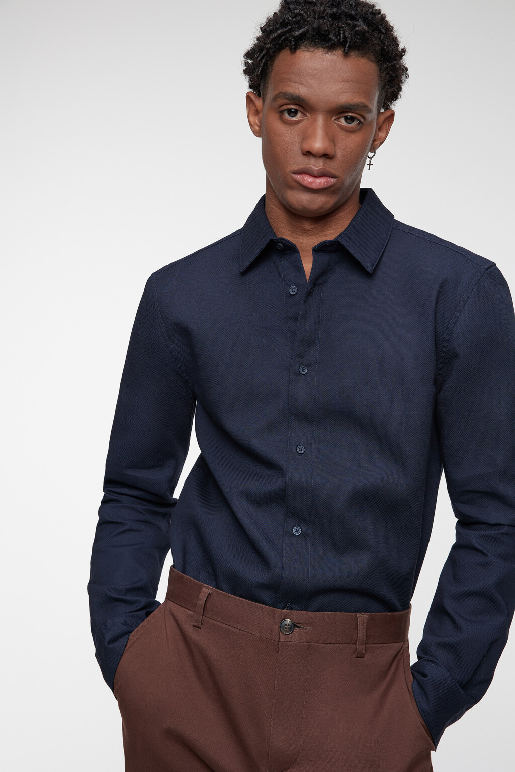 Рубашка regular fit классическая хлопковая - цвет синий - 2