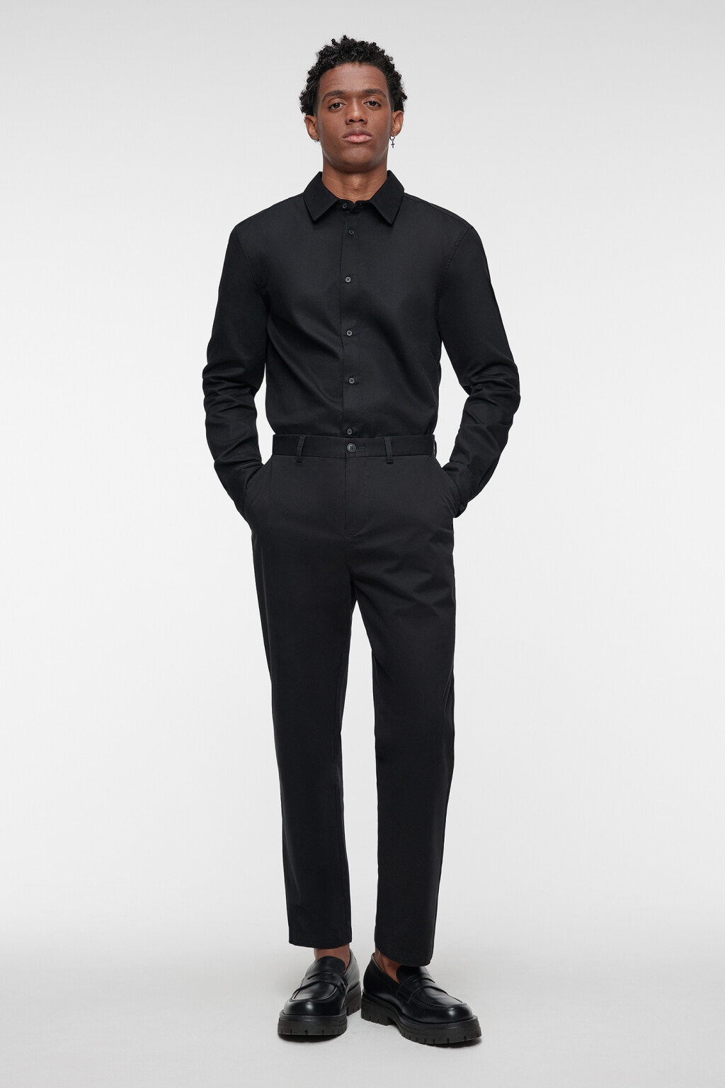 Рубашка regular fit классическая хлопковая - цвет черный - 5