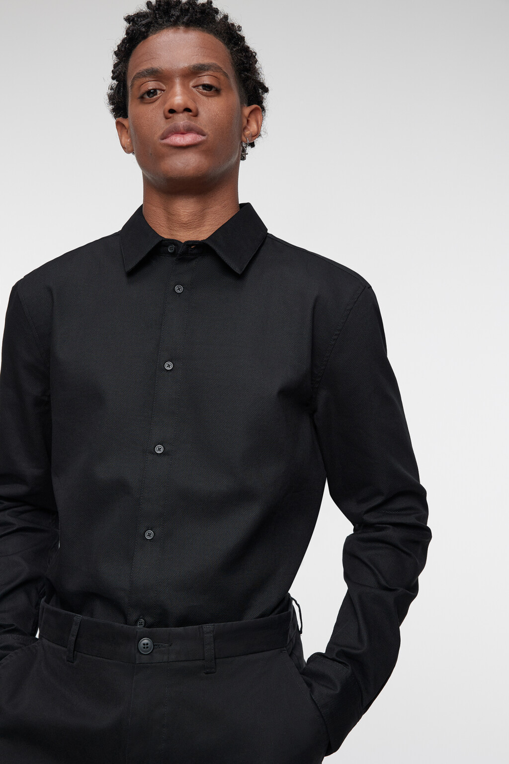 Рубашка regular fit классическая хлопковая - цвет черный - 1