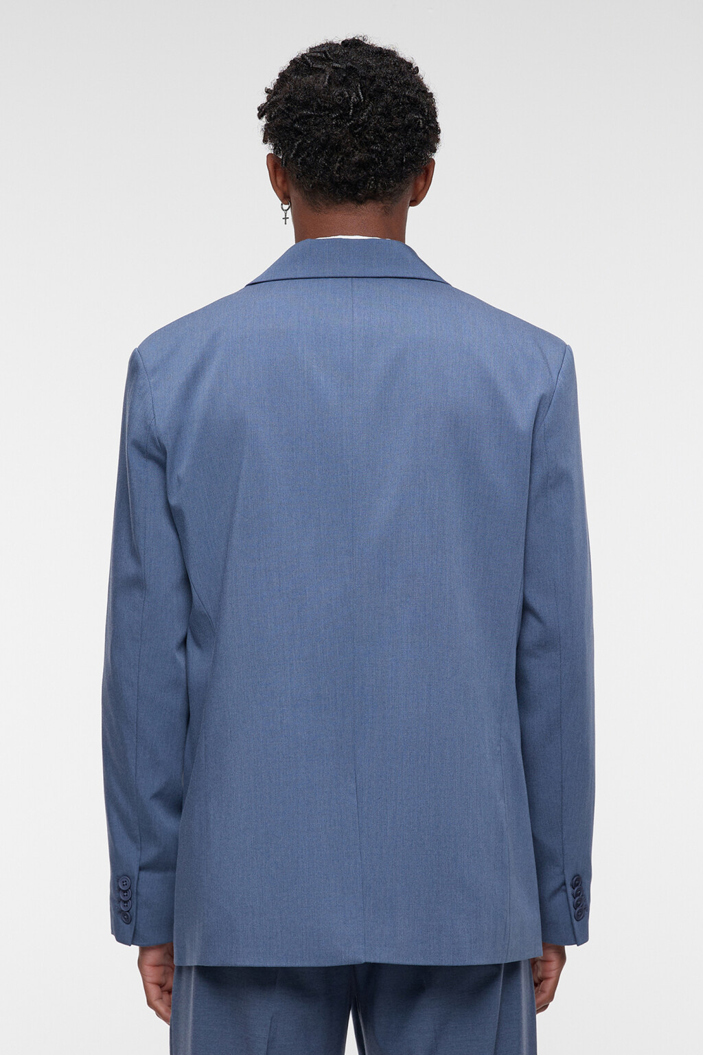Пиджак прямой однобортный из костюмной ткани - цвет синий - 4