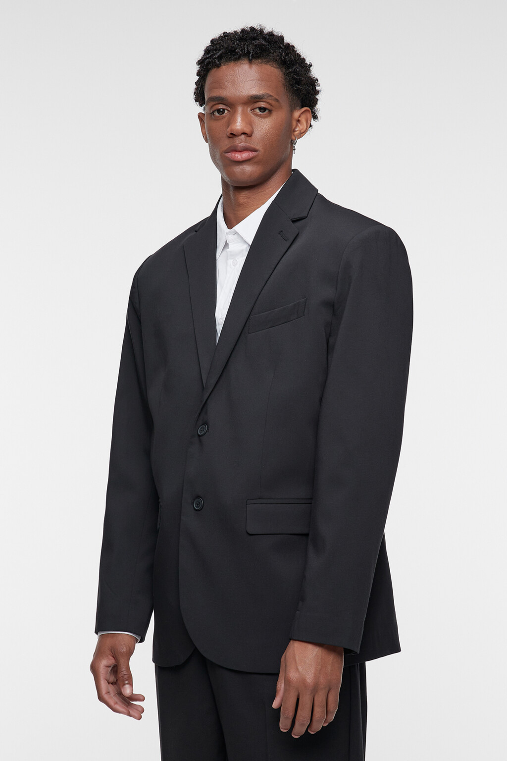 Пиджак прямой однобортный из костюмной ткани - цвет черный - 2