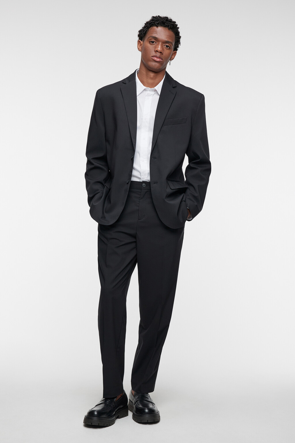 Пиджак прямой однобортный из костюмной ткани - цвет черный - 4