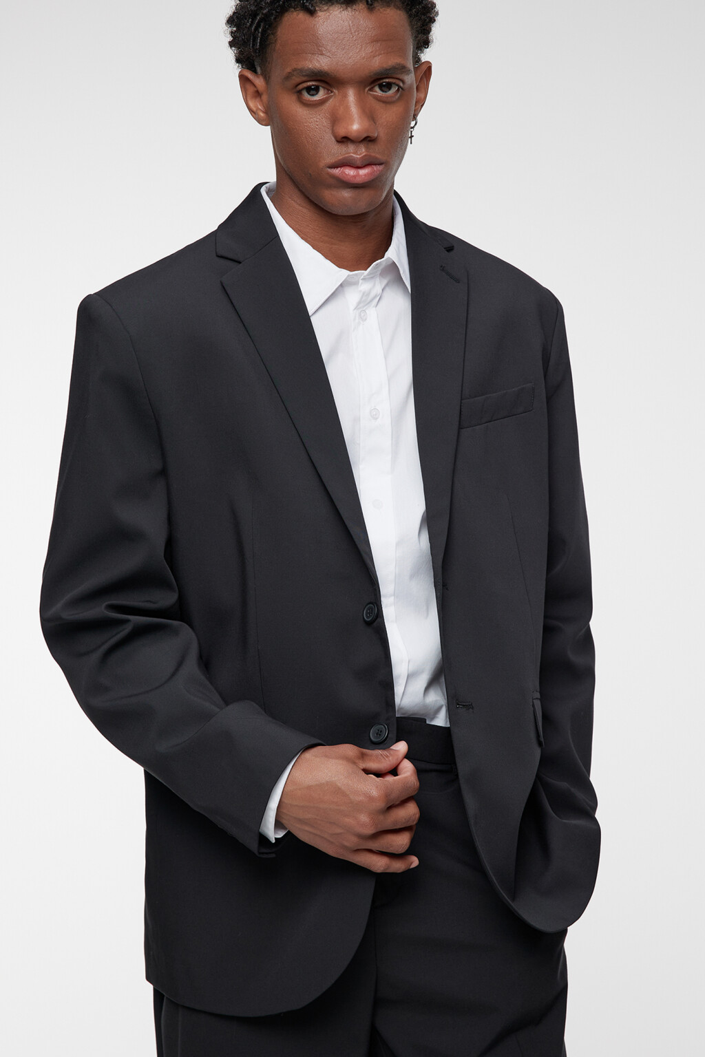 Пиджак прямой однобортный из костюмной ткани - цвет черный - 8