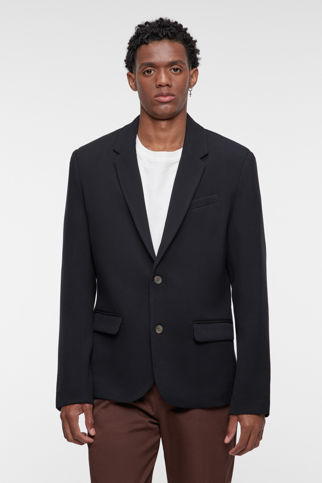 Пиджак прямой однобортный из костюмной ткани - цвет черный - 1
