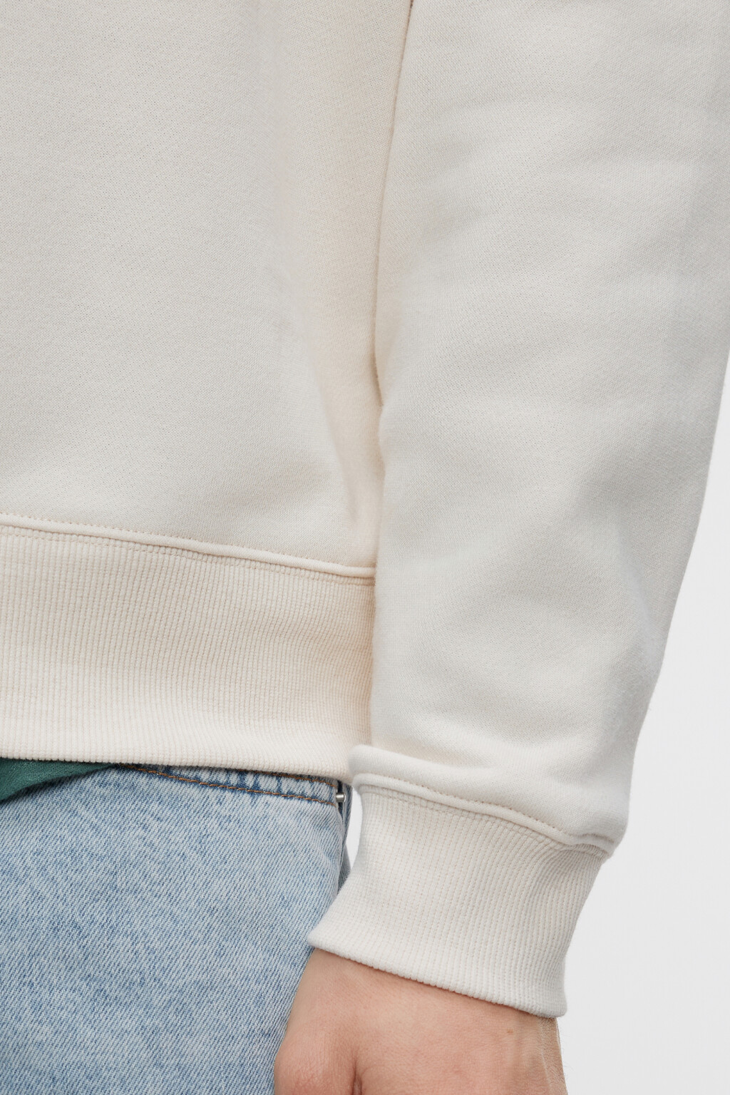 Свитшот прямого кроя хлопковый с принтом-надписью - цвет бежевый - 7