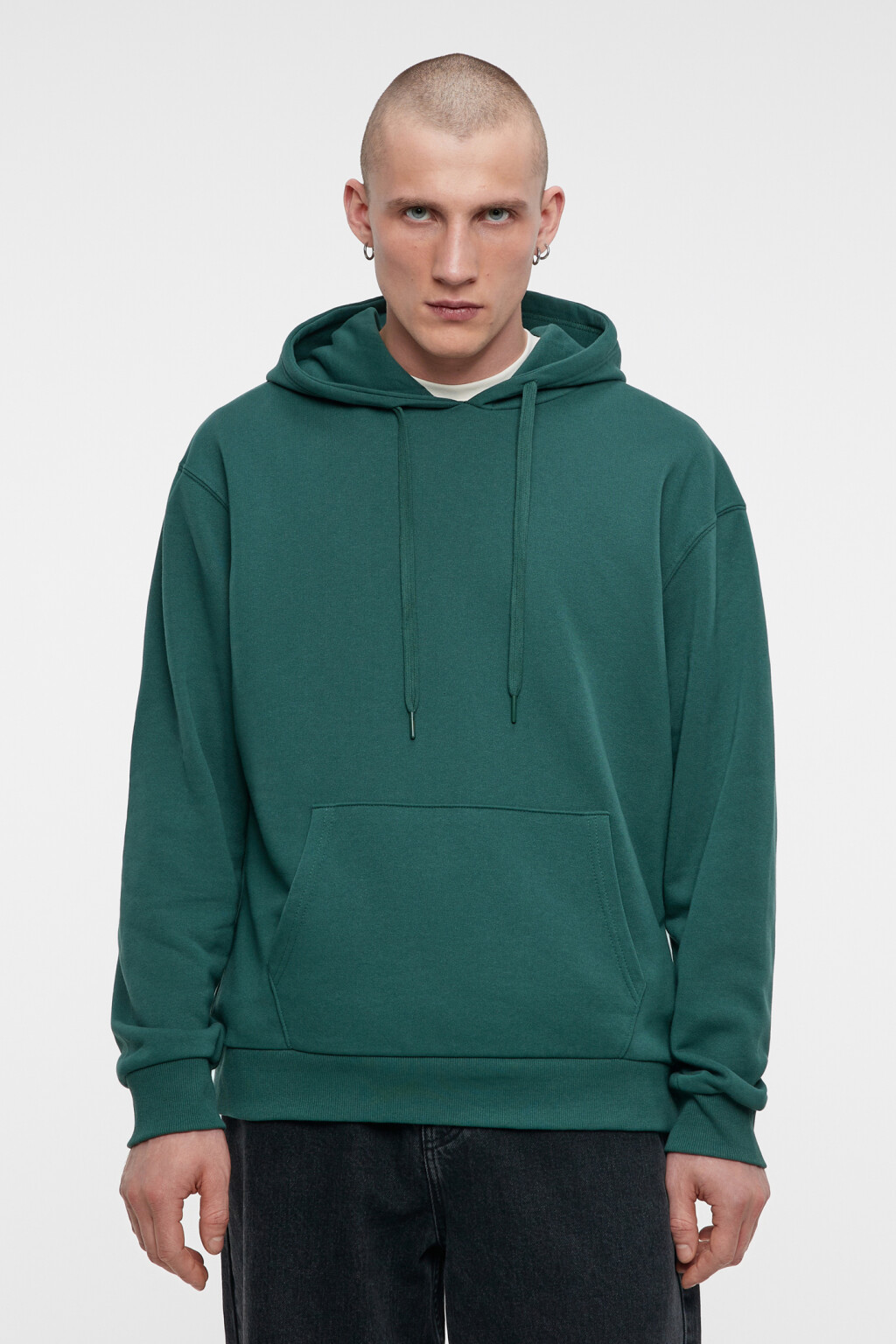 Толстовка базовая с капюшоном и карманом - цвет зеленый - 2