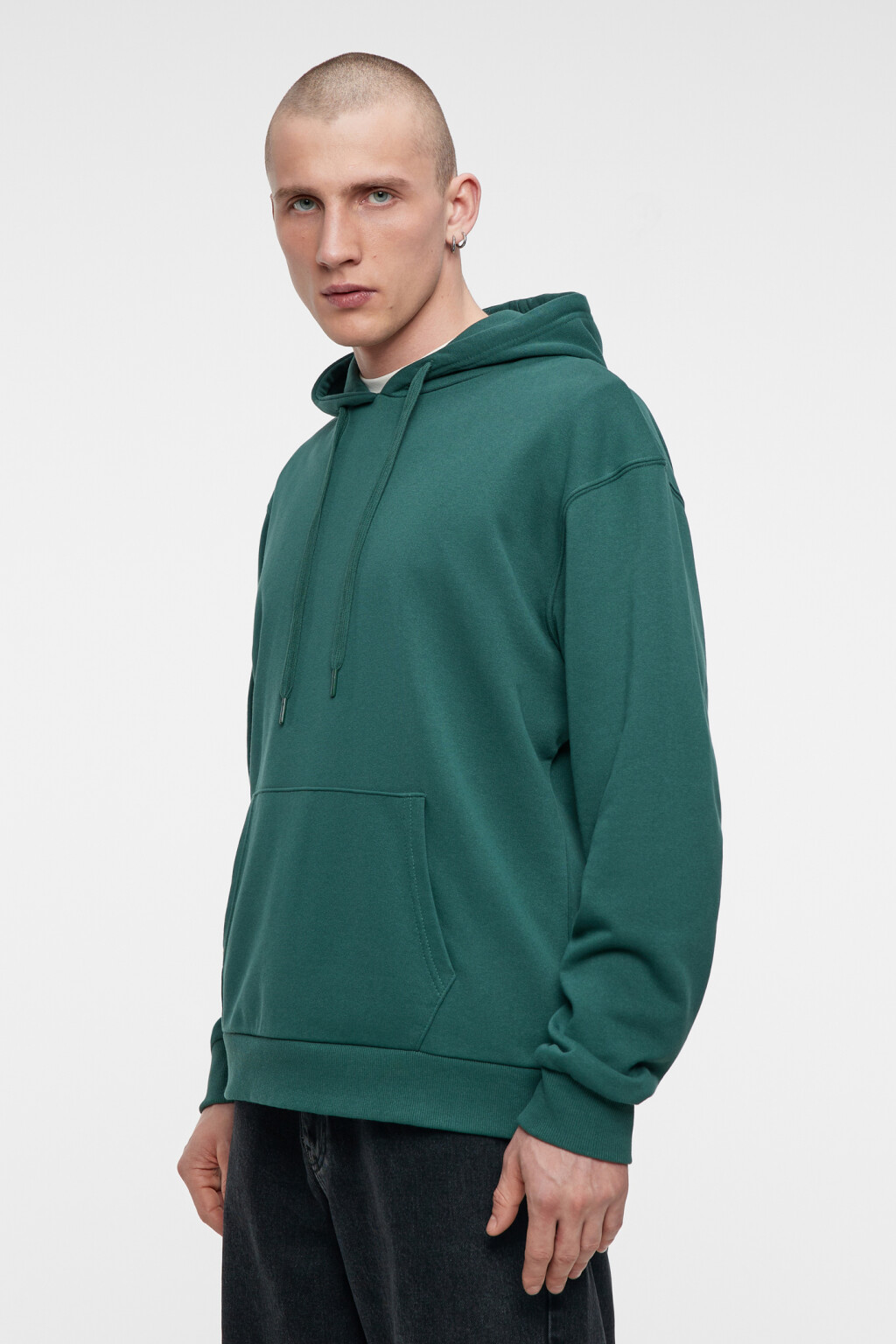 Толстовка базовая с капюшоном и карманом - цвет зеленый - 3