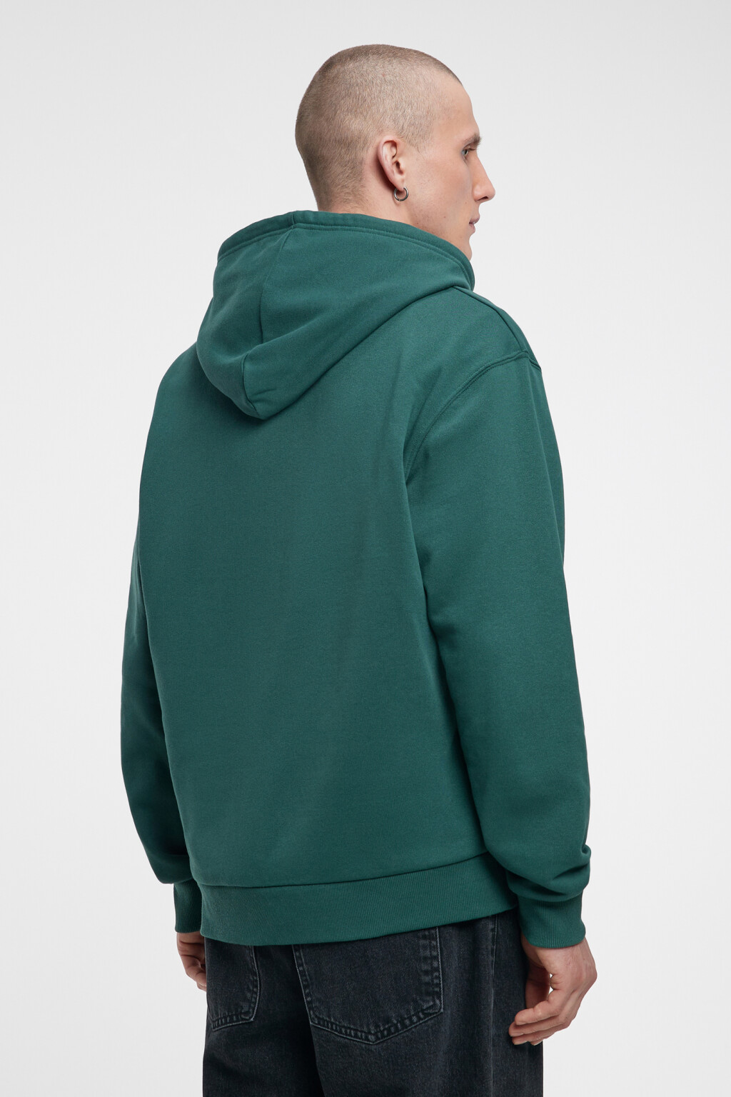 Толстовка базовая с капюшоном и карманом - цвет зеленый - 4