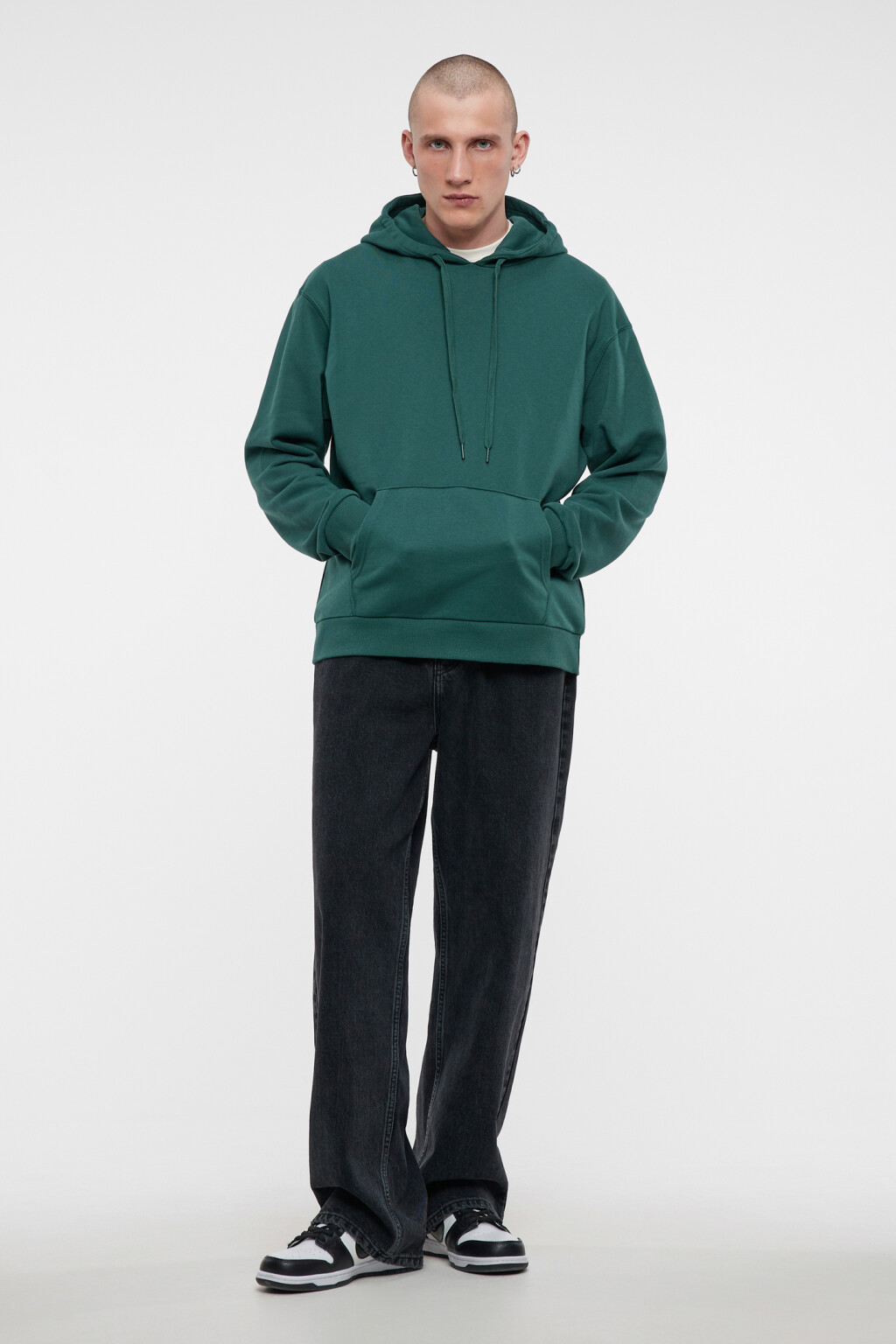Толстовка базовая с капюшоном и карманом - цвет зеленый - 1