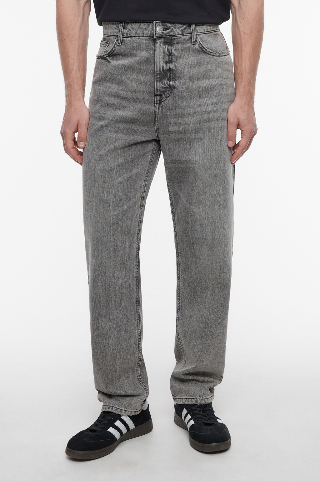 Джинсы relax fit зауженные со средней посадкой - цвет серый - 2