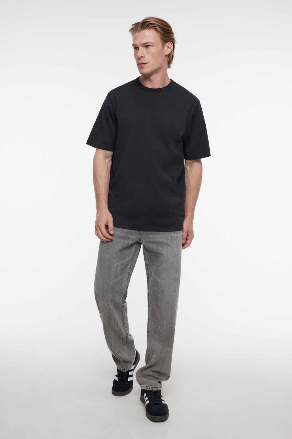 Джинсы relax fit зауженные со средней посадкой - цвет серый - 1