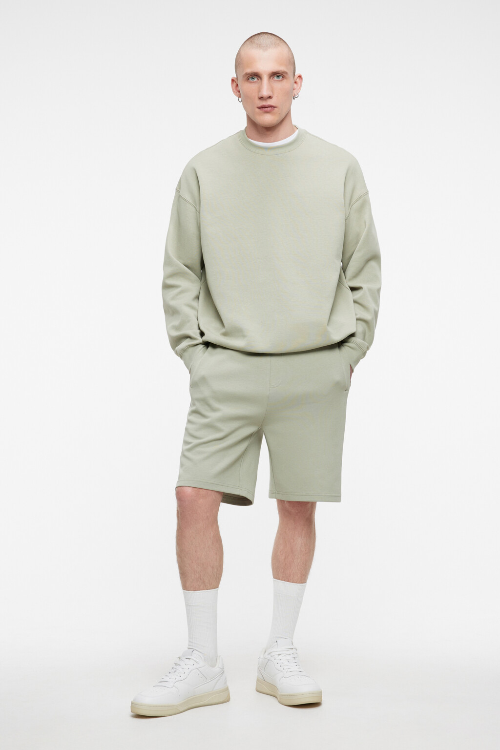 Свитшот regular fit хлопковый базовый - цвет зеленый - 4