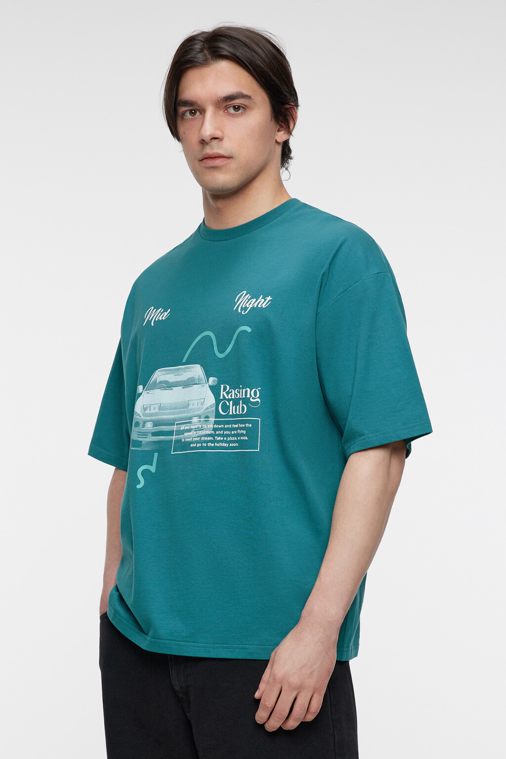 Футболка oversize хлопковая с принтом в стиле аниме - цвет зеленый - 4