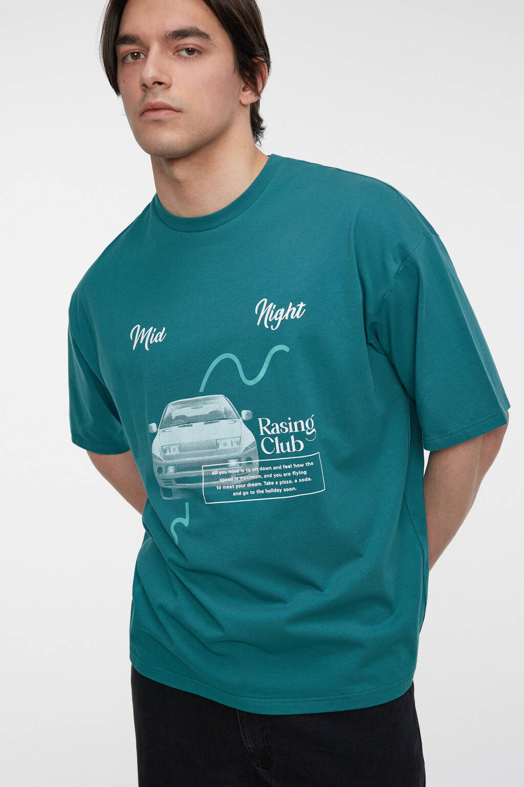 Футболка oversize хлопковая с принтом в стиле аниме - цвет зеленый - 2