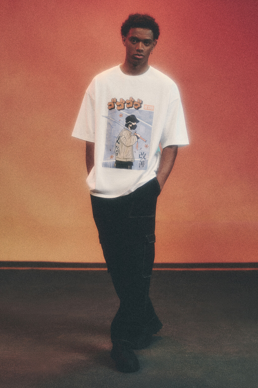 Футболка oversize хлопковая с принтом в стиле аниме - цвет белый - 7