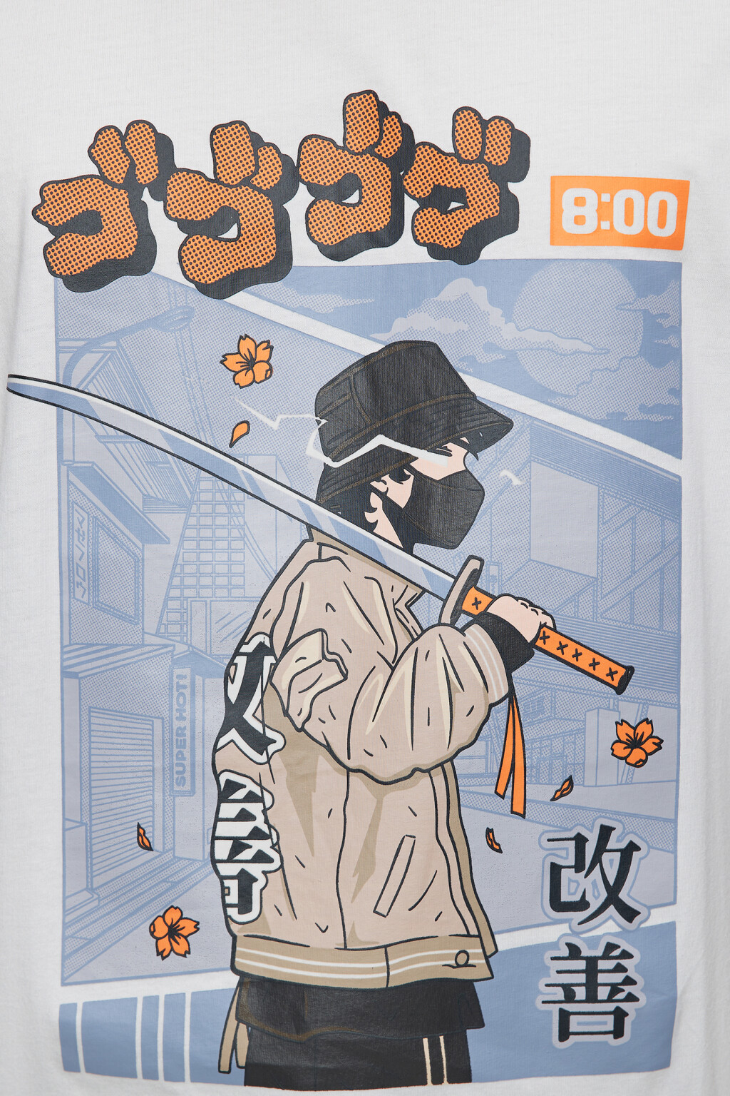 Футболка oversize хлопковая с принтом в стиле аниме - цвет белый - 6