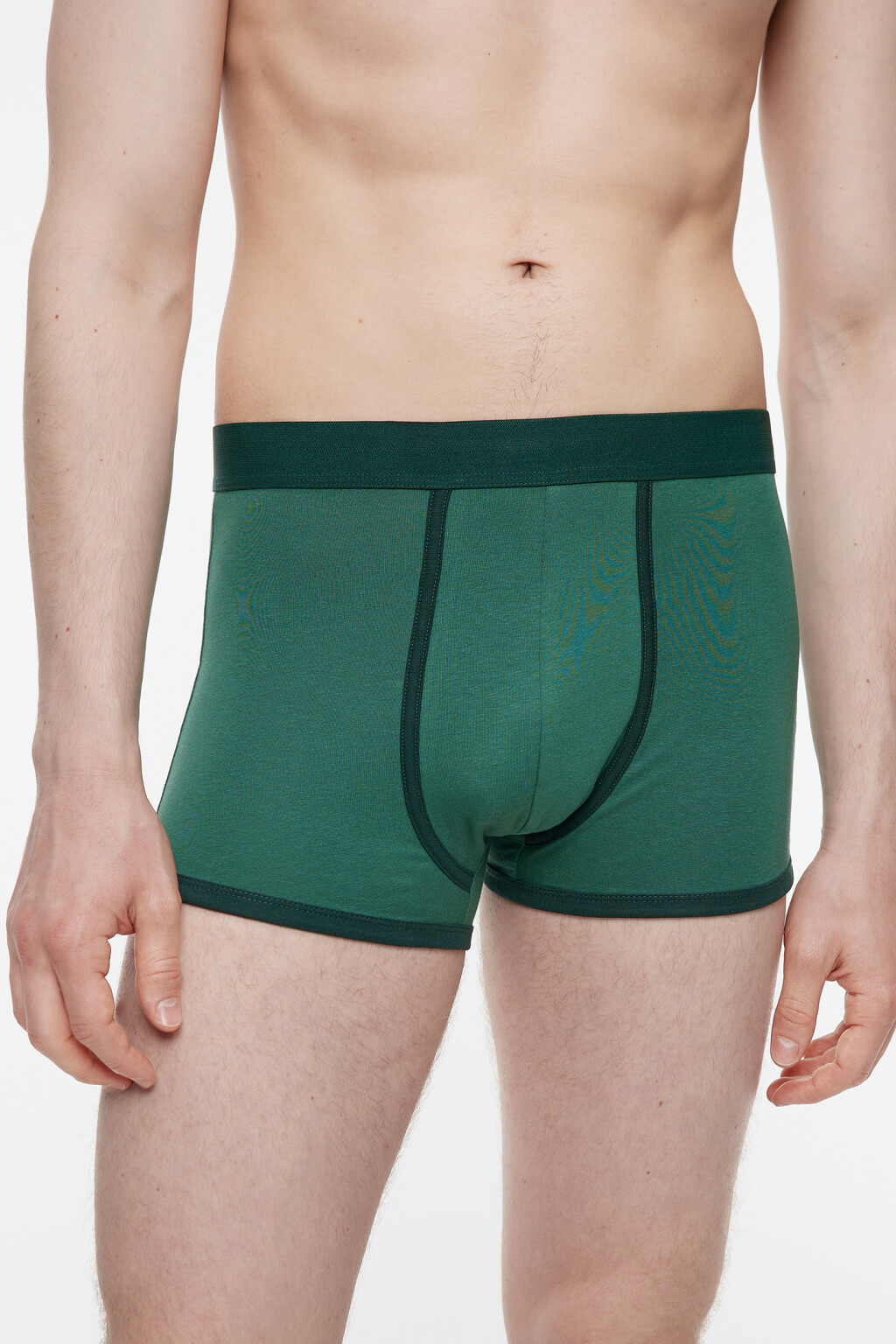 Трусы-боксеры хлопковые с контрастной отделкой - цвет зеленый - 2