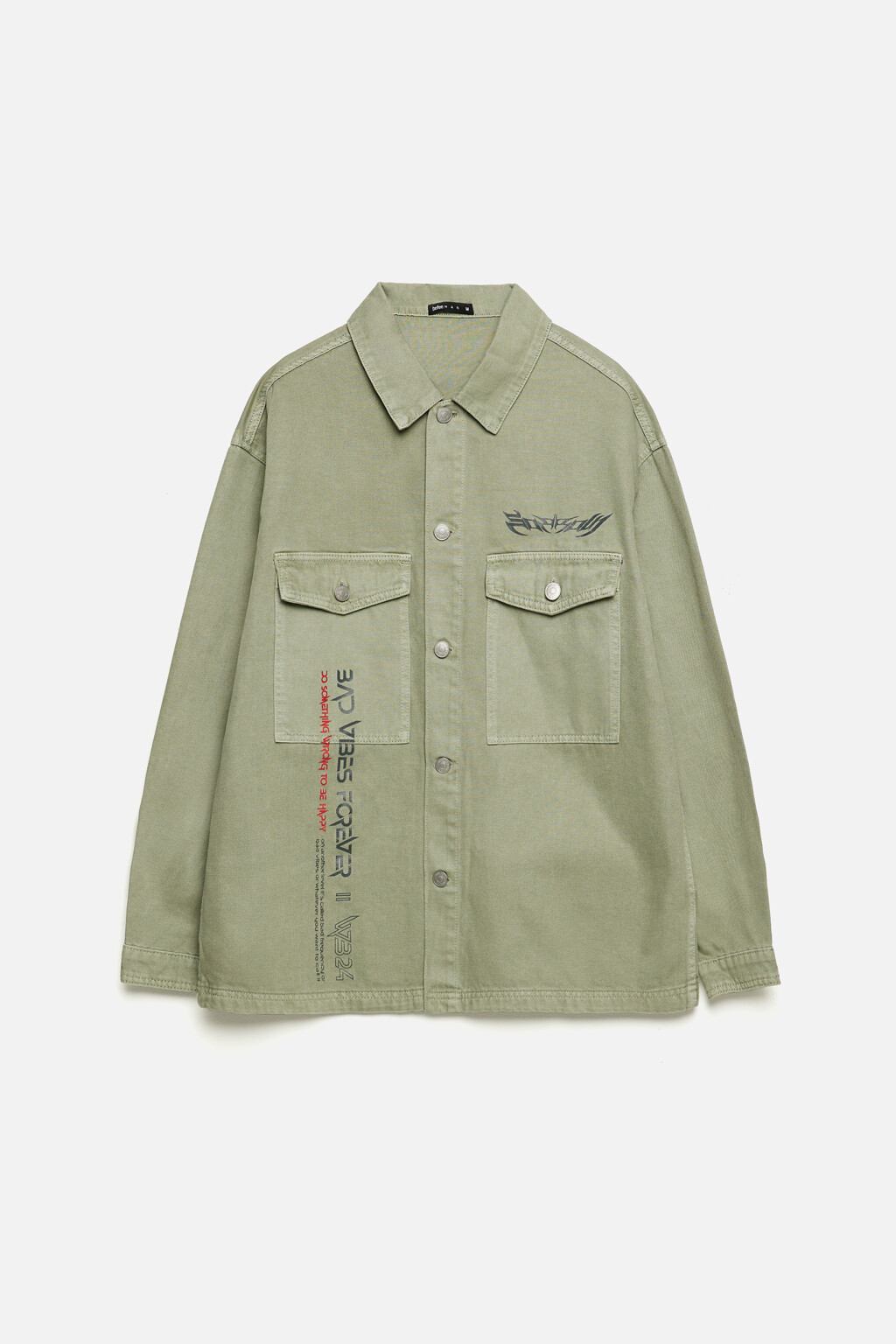 Рубашка джинсовая прямая с нагрудными карманами - цвет зеленый - 8