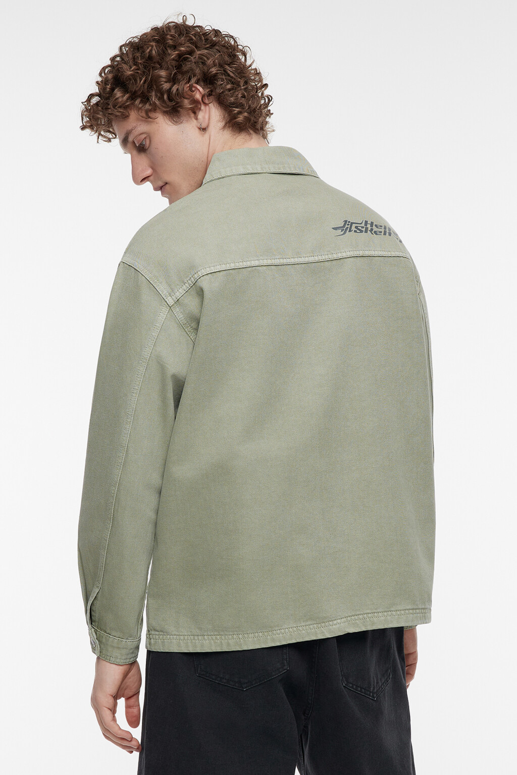 Рубашка джинсовая прямая с нагрудными карманами - цвет зеленый - 5