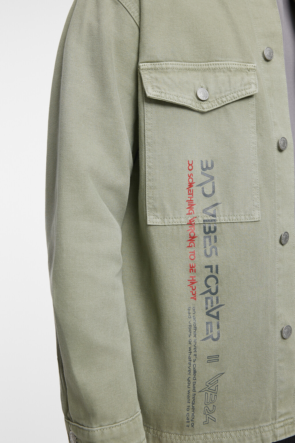 Рубашка джинсовая прямая с нагрудными карманами - цвет зеленый - 7