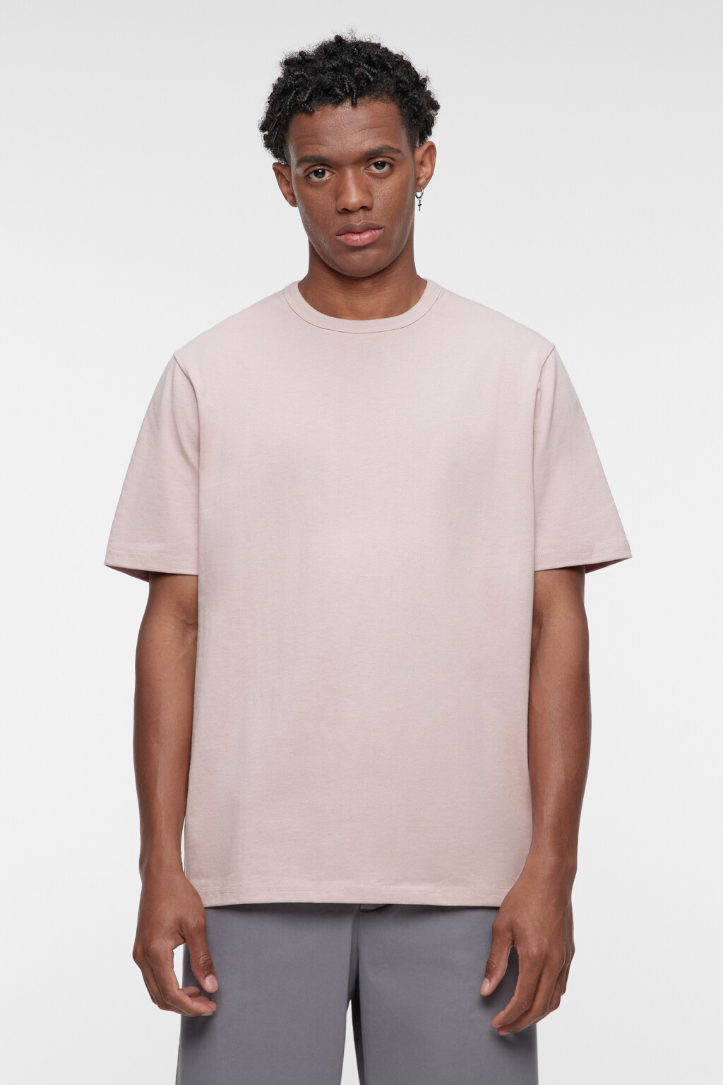 Футболка прямая хлопковая в базовых цветах - цвет розовый - 3