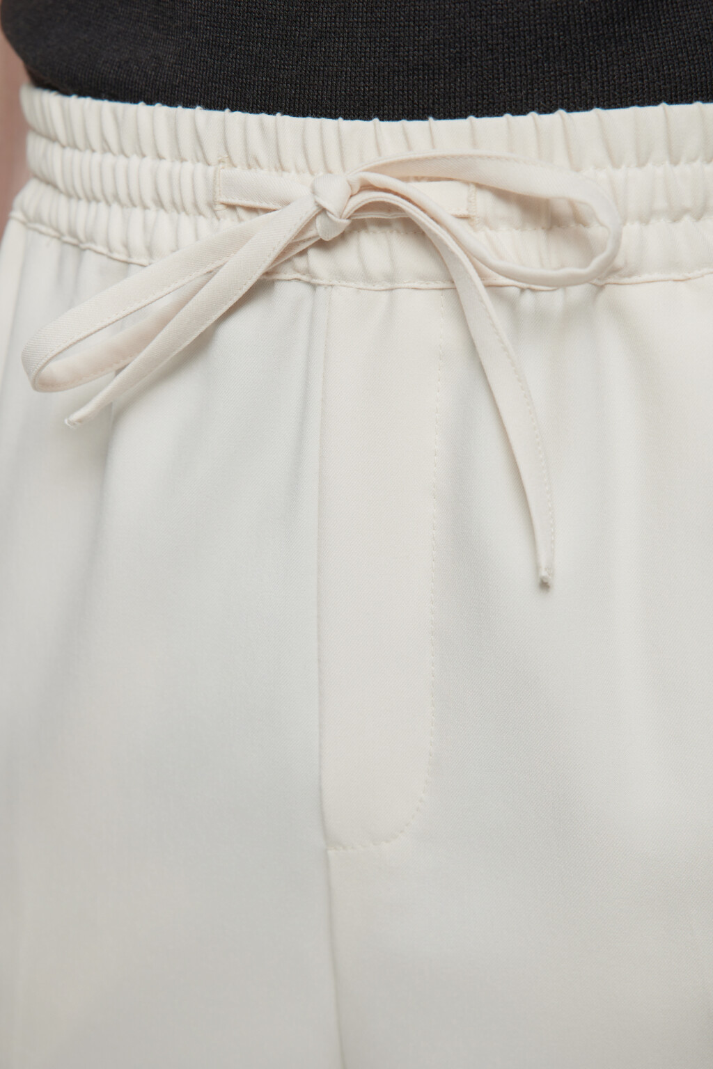 Брюки костюмные прямые с поясом-резинкой и завязками - цвет бежевый - 6