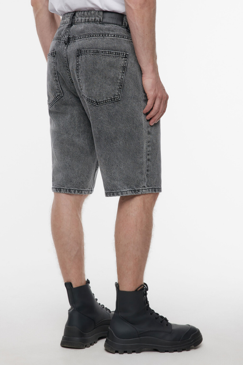 Шорты джинсовые прямые со средней посадкой - цвет серый - 3