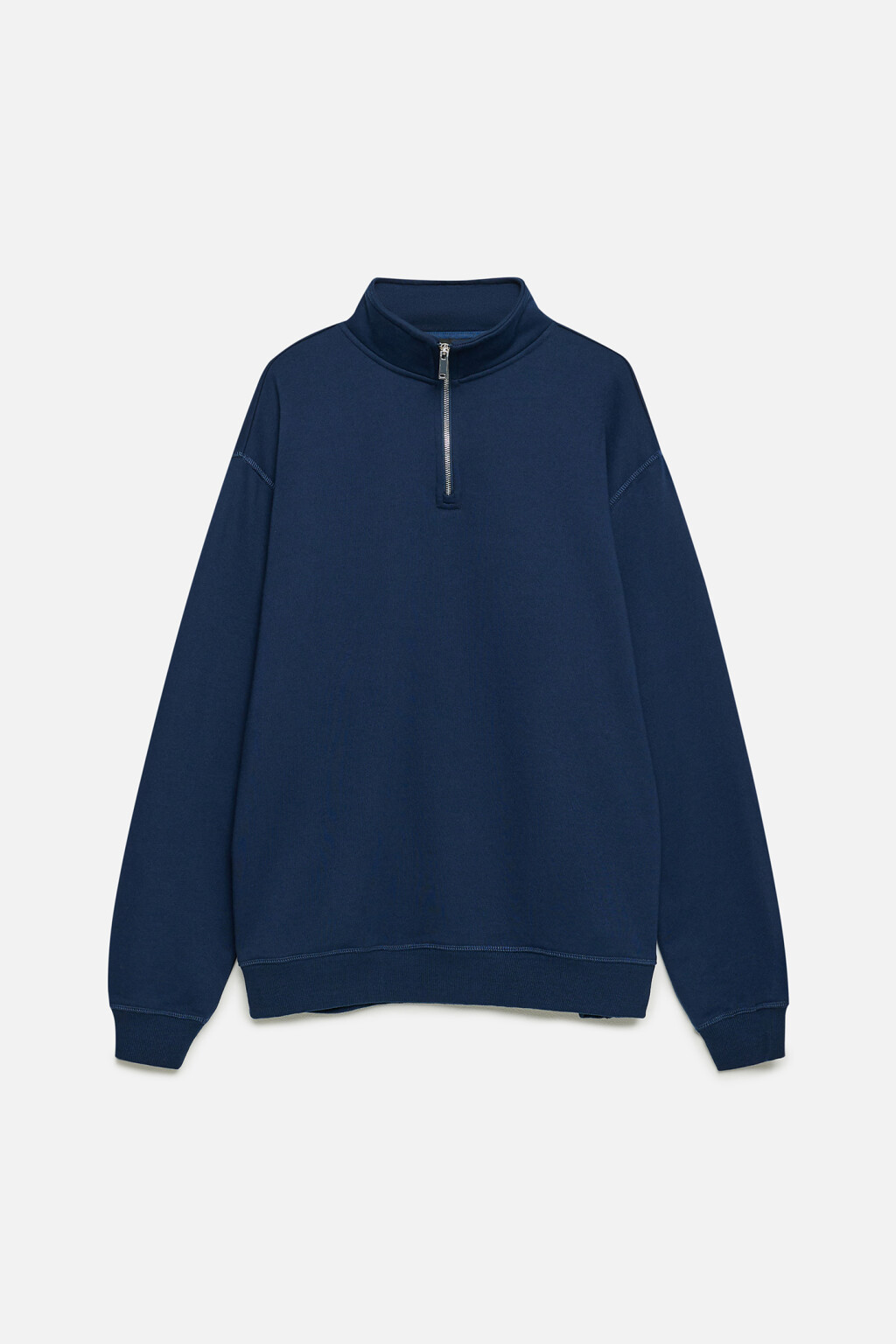 Толстовка хлопковая с воротником-стойкой на молнии - цвет синий - 8