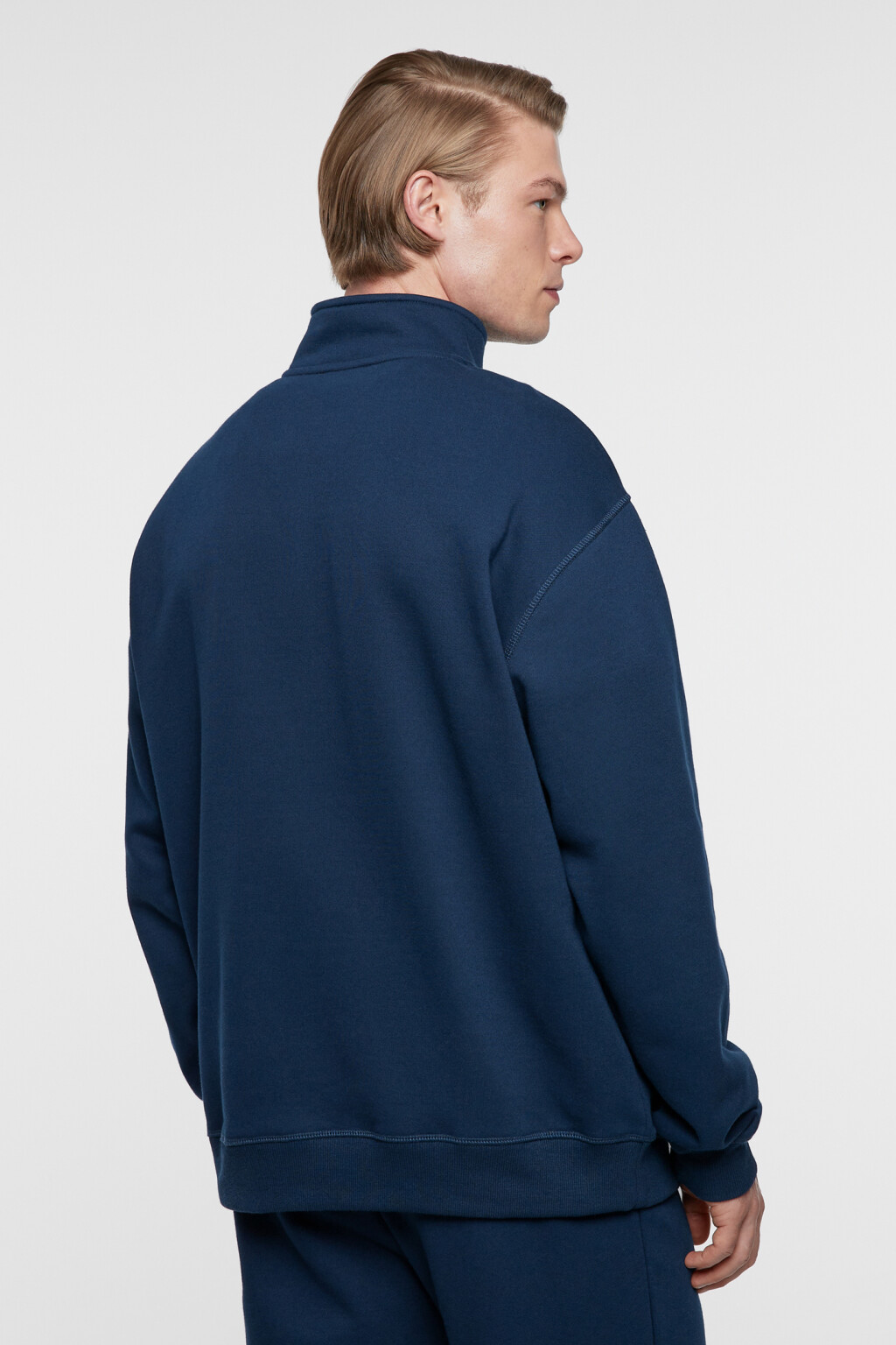 Толстовка хлопковая с воротником-стойкой на молнии - цвет синий - 4