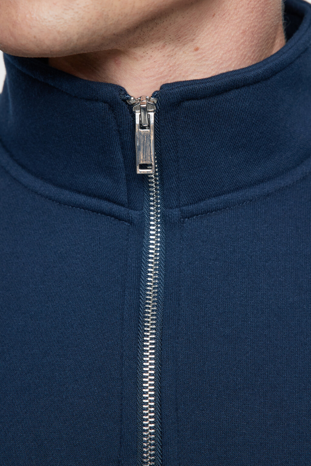 Толстовка хлопковая с воротником-стойкой на молнии - цвет синий - 7