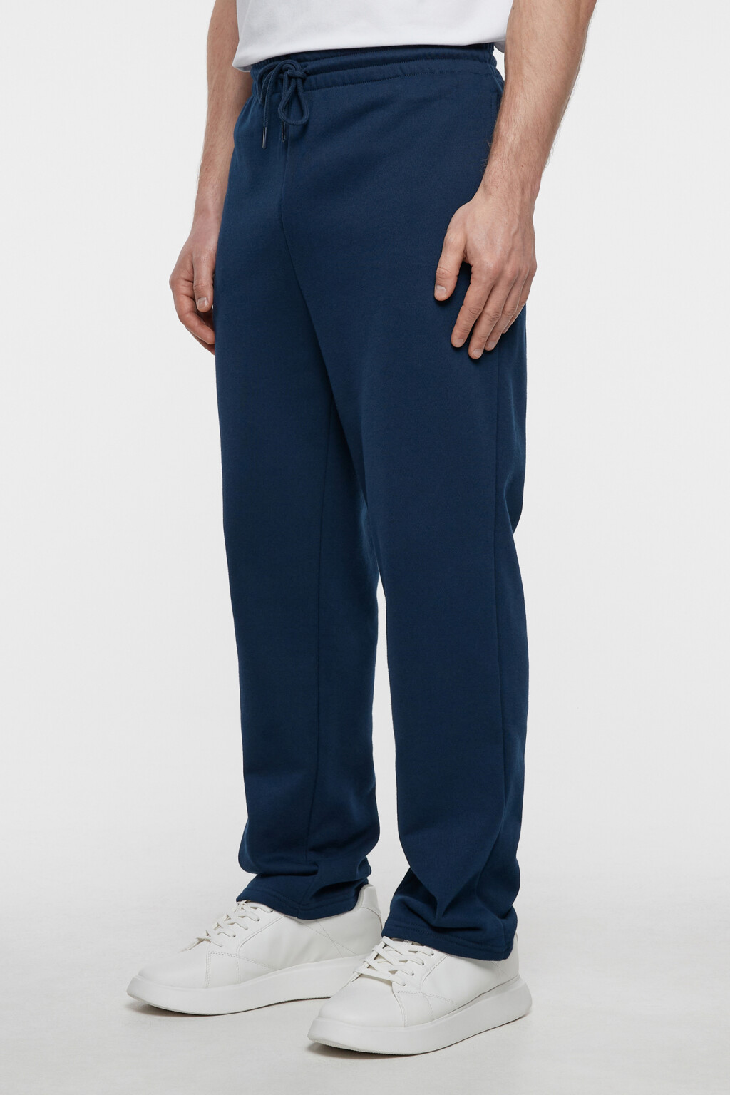 Брюки-джоггеры хлопковые с поясом на завязках - цвет синий - 2