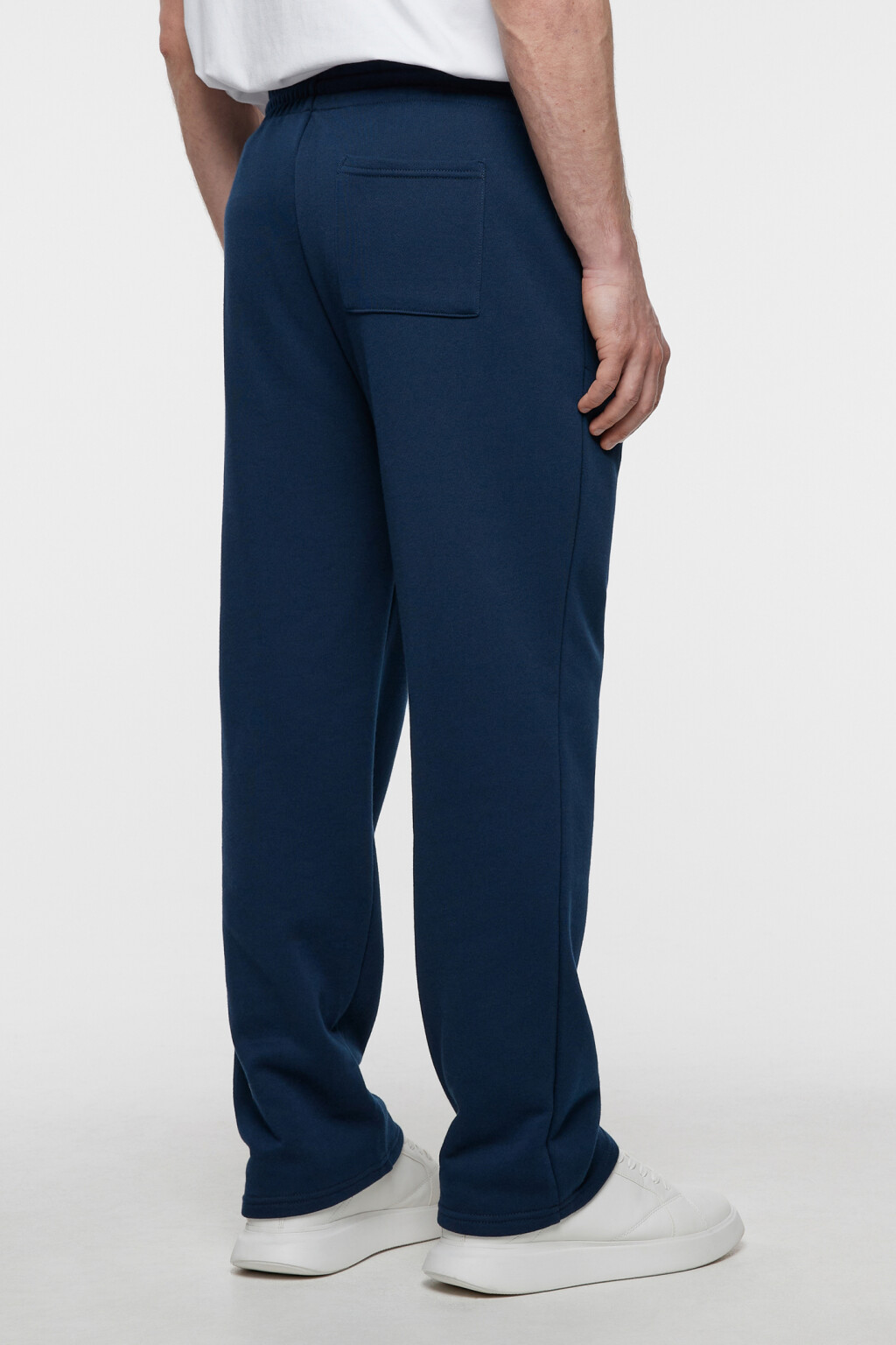 Брюки-джоггеры хлопковые с поясом на завязках - цвет синий - 3