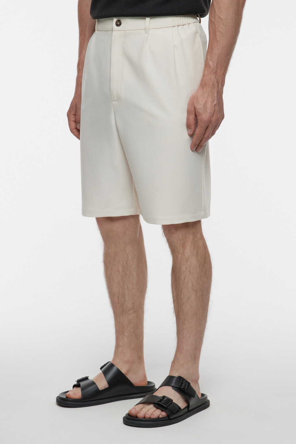 Шорты короткие прямые с поясом на завязках - цвет бежевый - 3