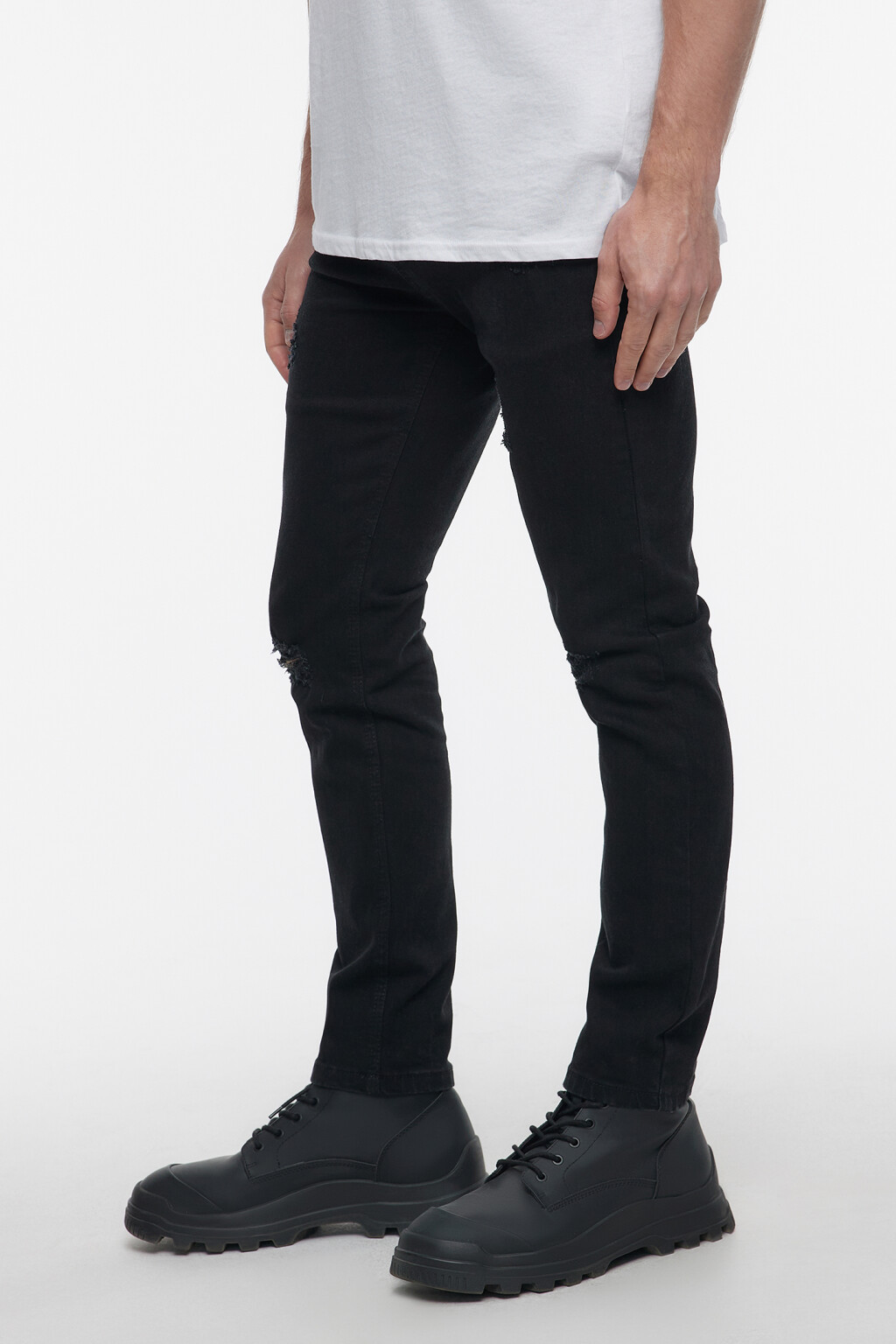 Джинсы skinny облегающие с рваными коленями - цвет черный - 2