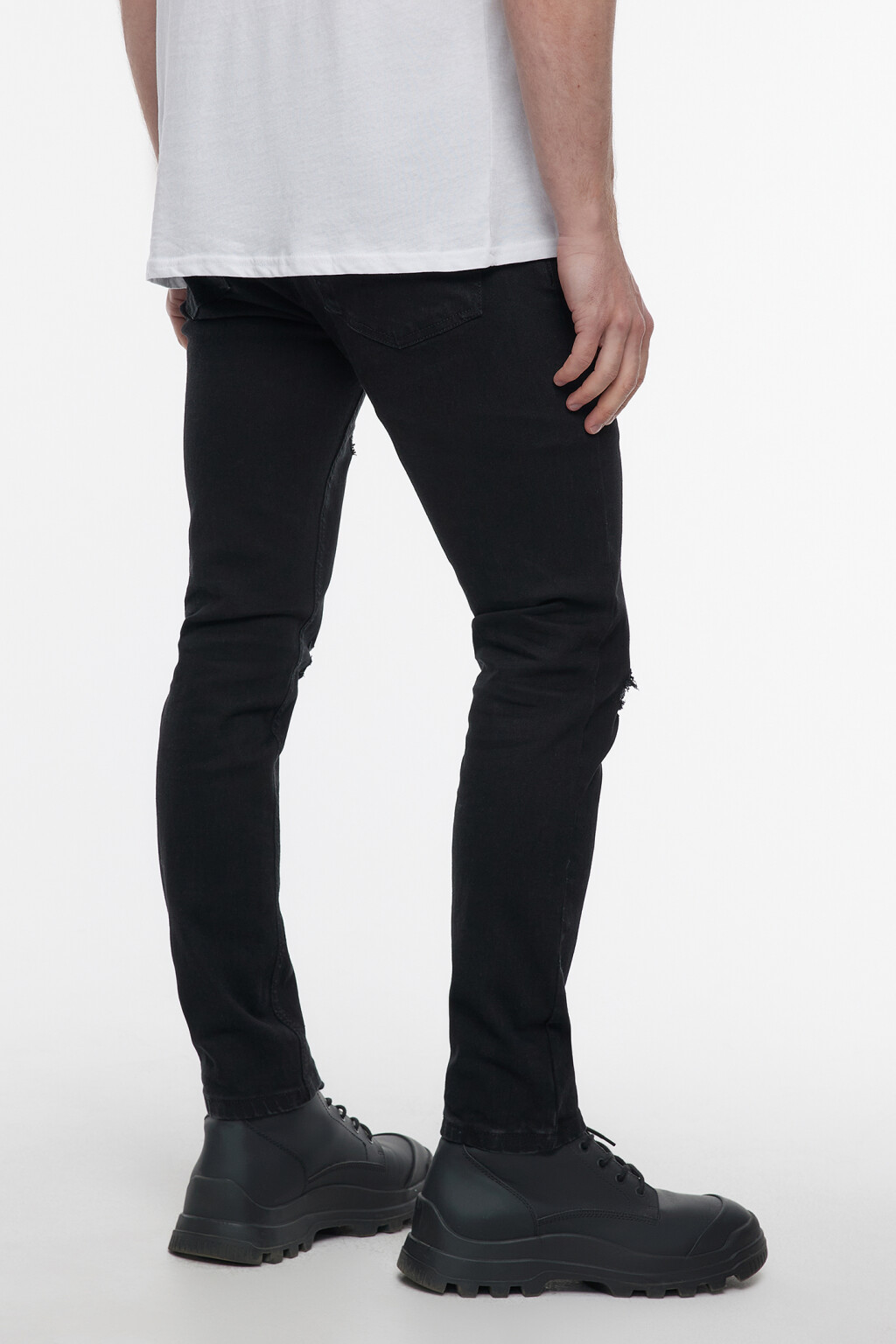 Джинсы skinny облегающие с рваными коленями - цвет черный - 3