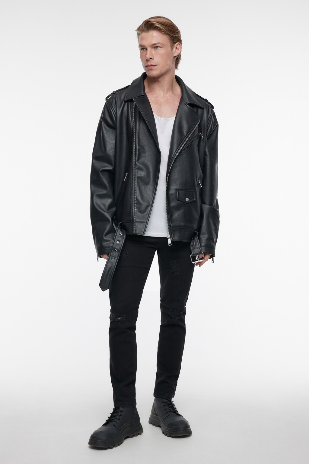 Джинсы skinny облегающие с рваными коленями - цвет черный - 4