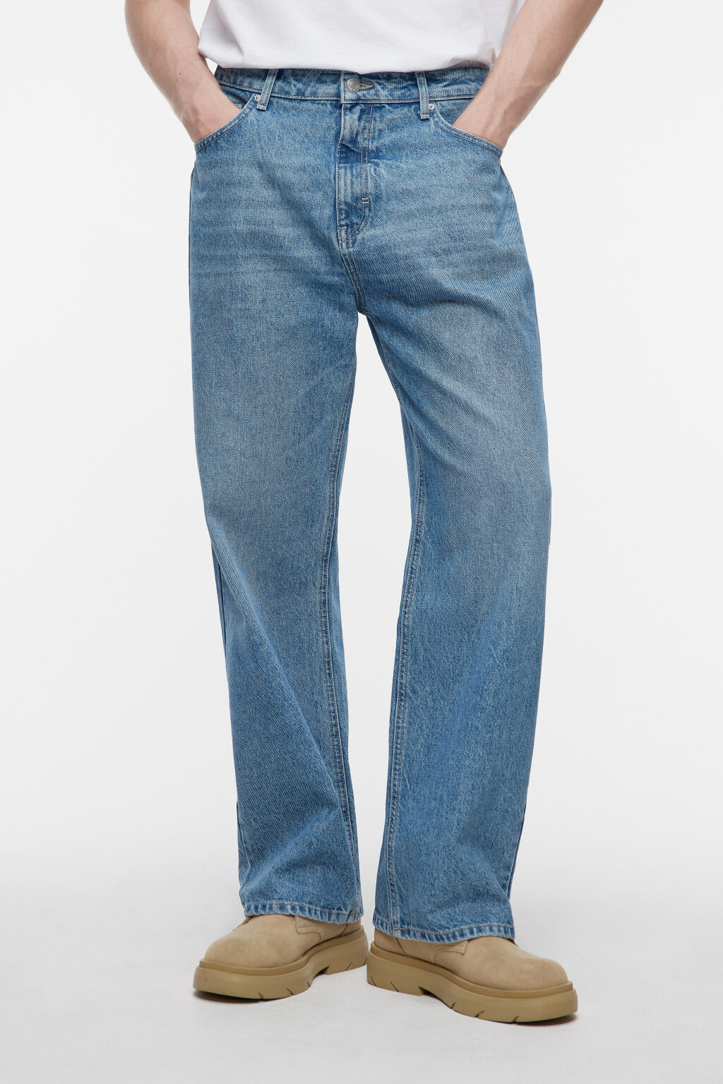 Джинсы wide leg широкие с вареным эффектом - цвет голубой - 2