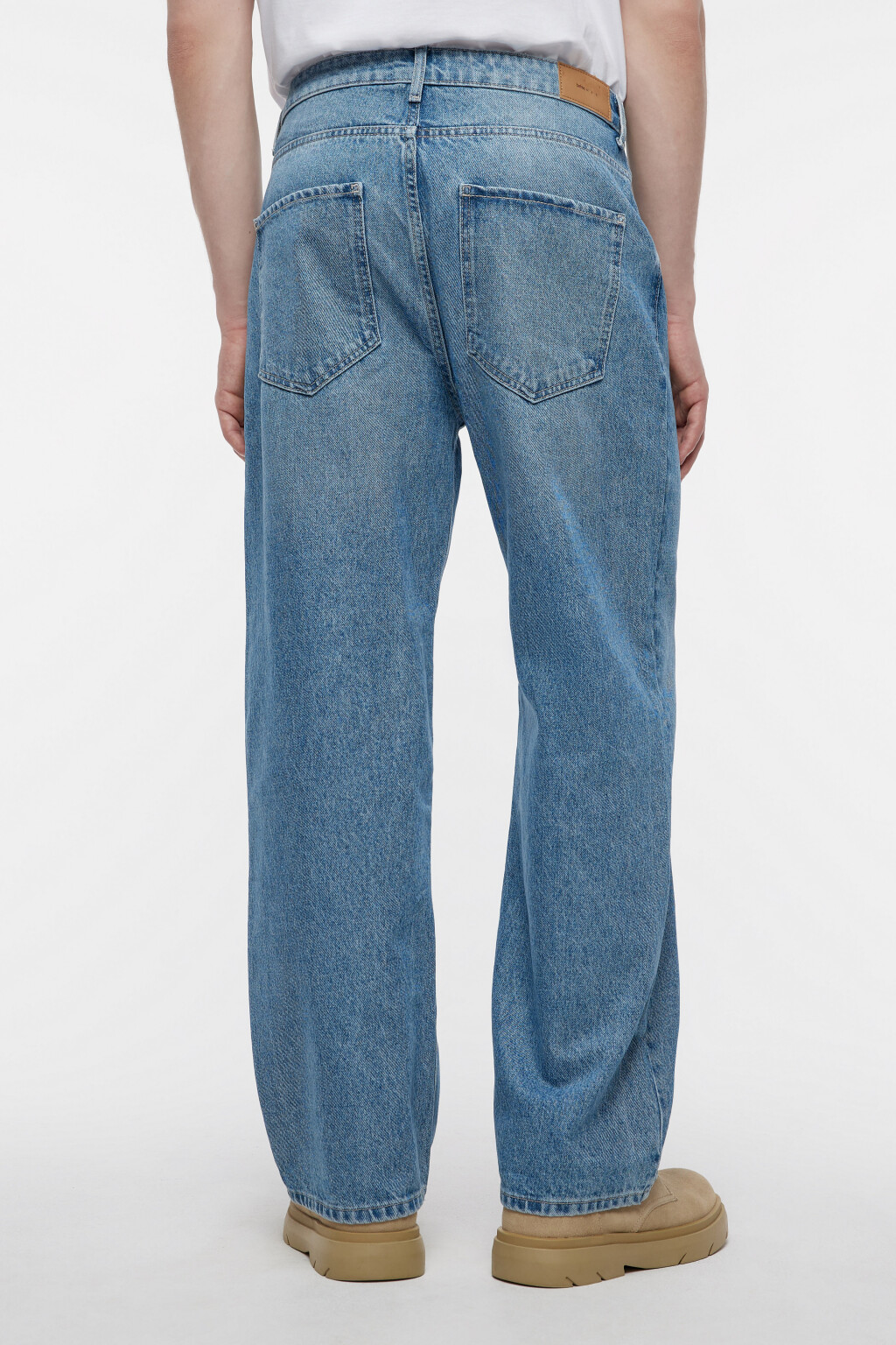 Джинсы wide leg широкие с вареным эффектом - цвет голубой - 4