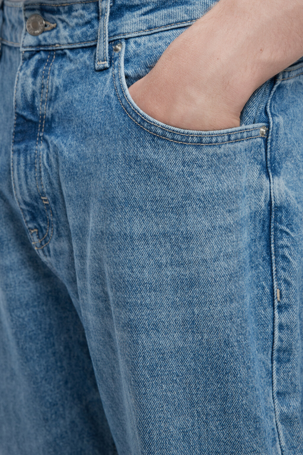 Джинсы wide leg широкие с вареным эффектом - цвет голубой - 6