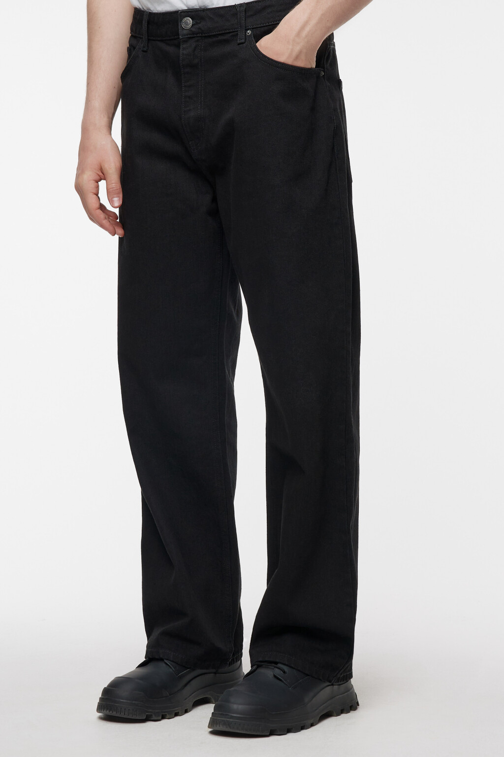 Джинсы wide leg широкие с вареным эффектом - цвет черный - 2