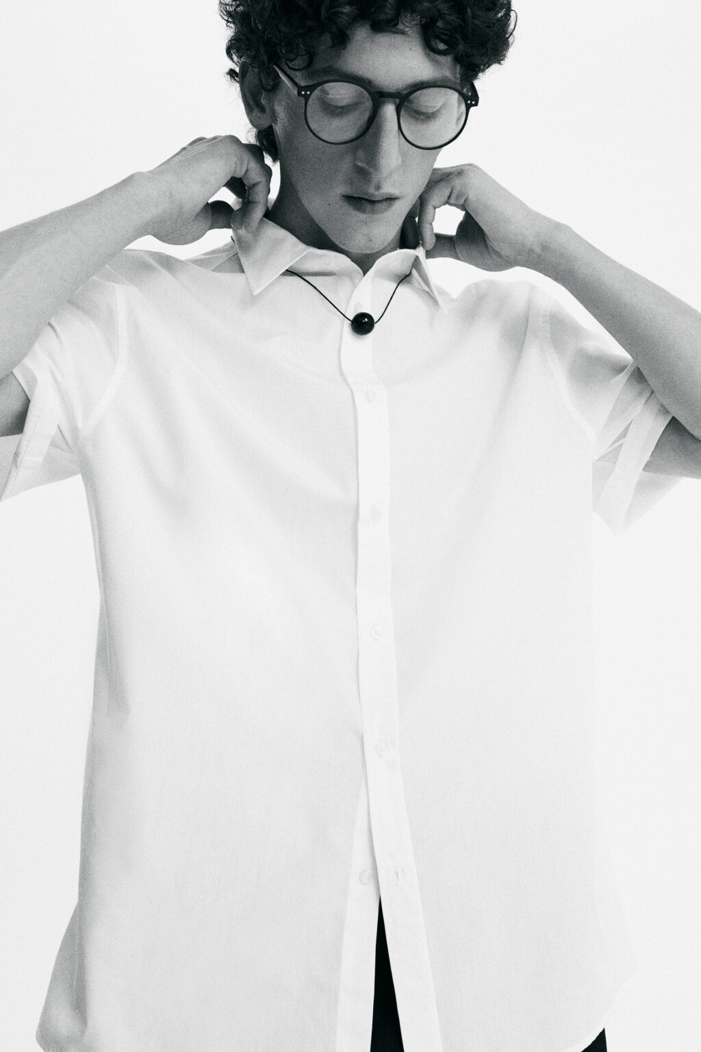 Рубашка slim хлопковая приталенная с коротким рукавом - цвет белый - 9