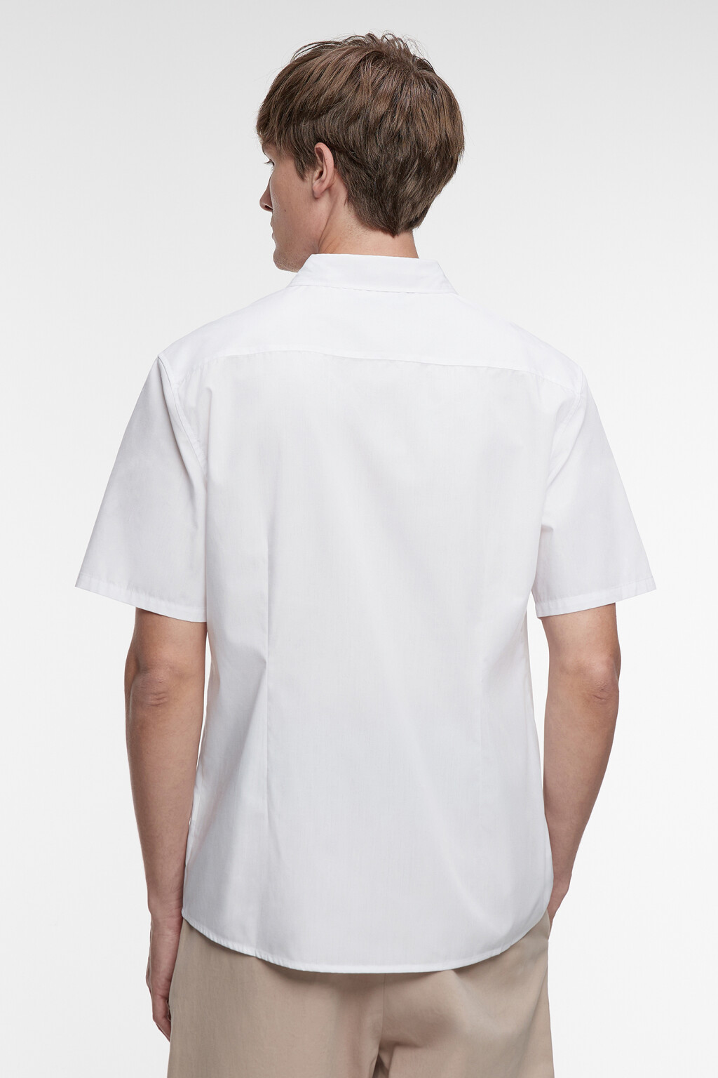 Рубашка slim хлопковая приталенная с коротким рукавом - цвет белый - 3