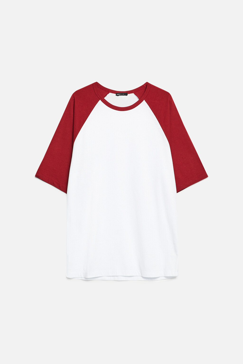 Футболка прямая хлопковая с рукавами реглан - цвет красный - 8