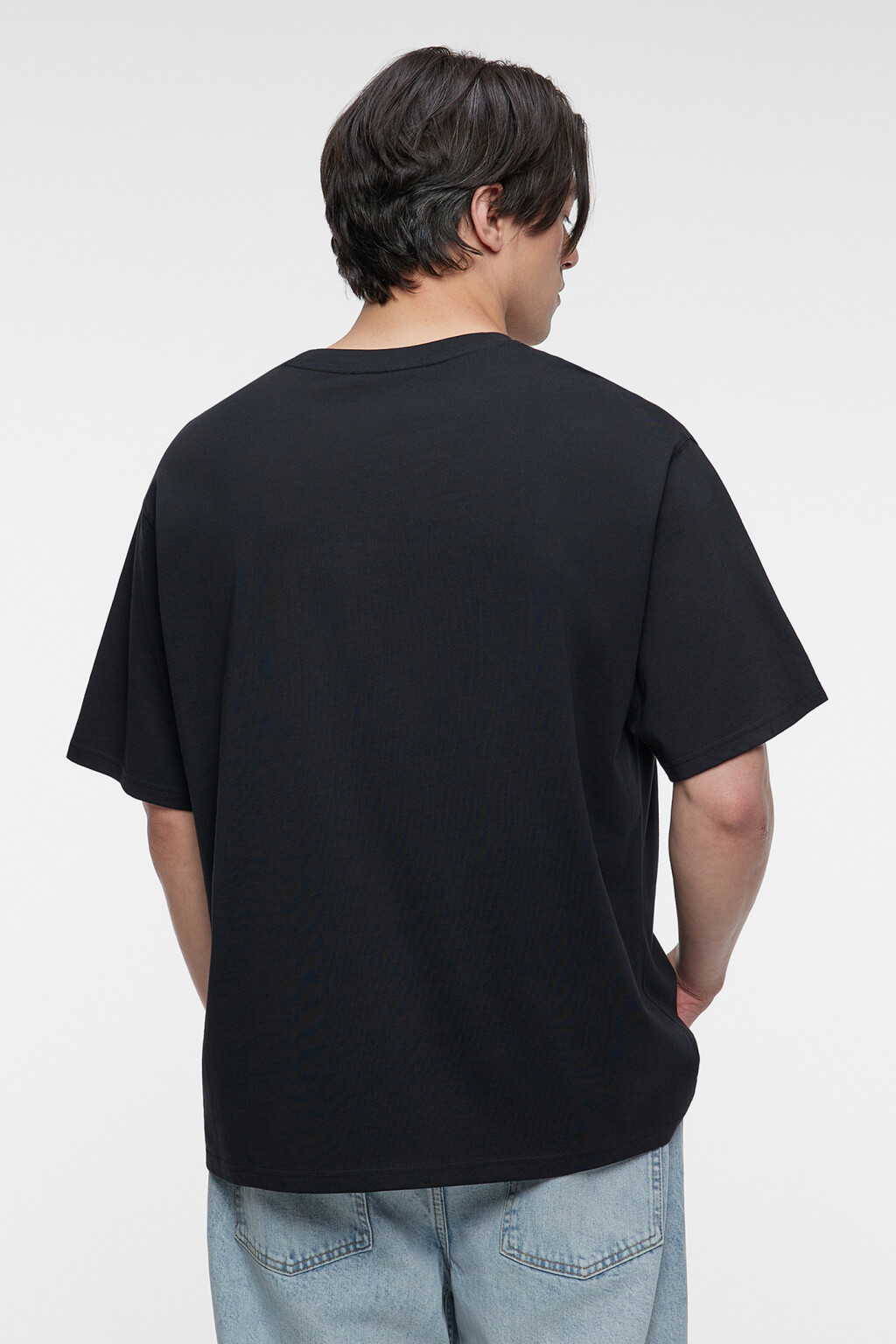 Футболка хлопковая прямая с нагрудным карманом - цвет черный - 3