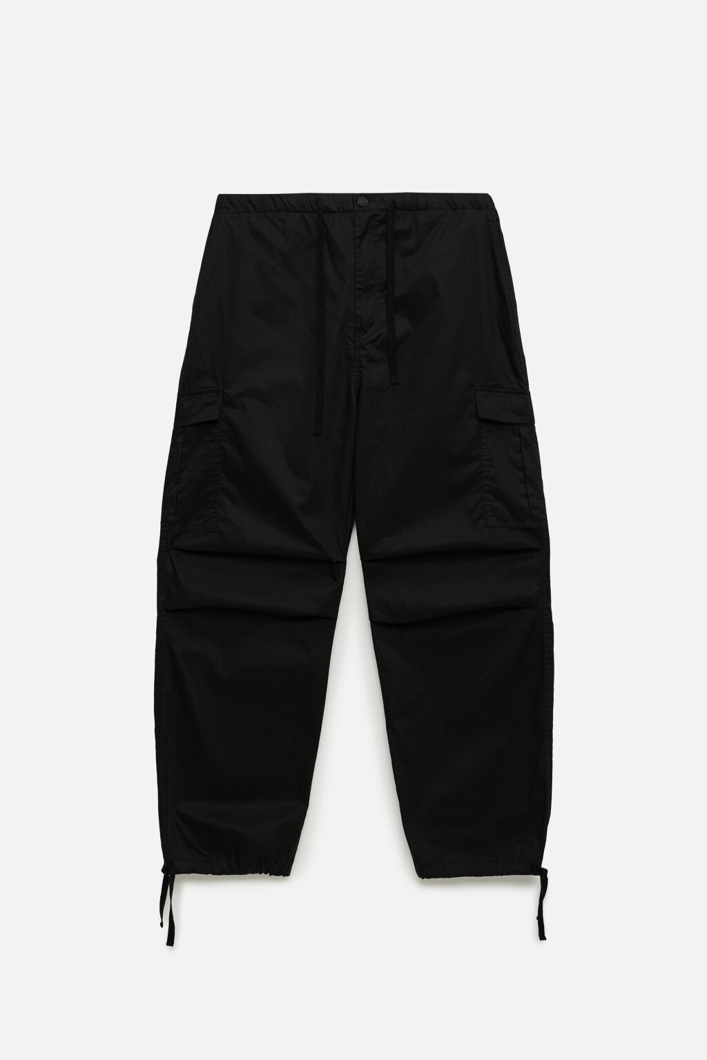 Брюки-парашюты хлопковые с карманами карго - цвет черный - 8